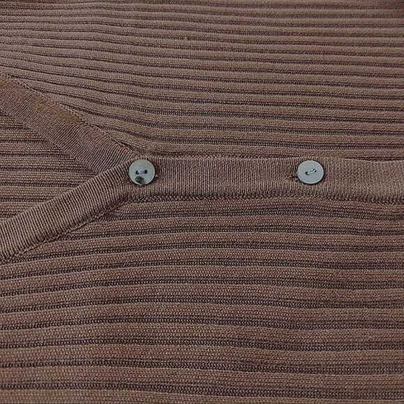 Pecan brown fitted rib knit v-neck long sleeve cardigan XXS - Picture 6 of 14